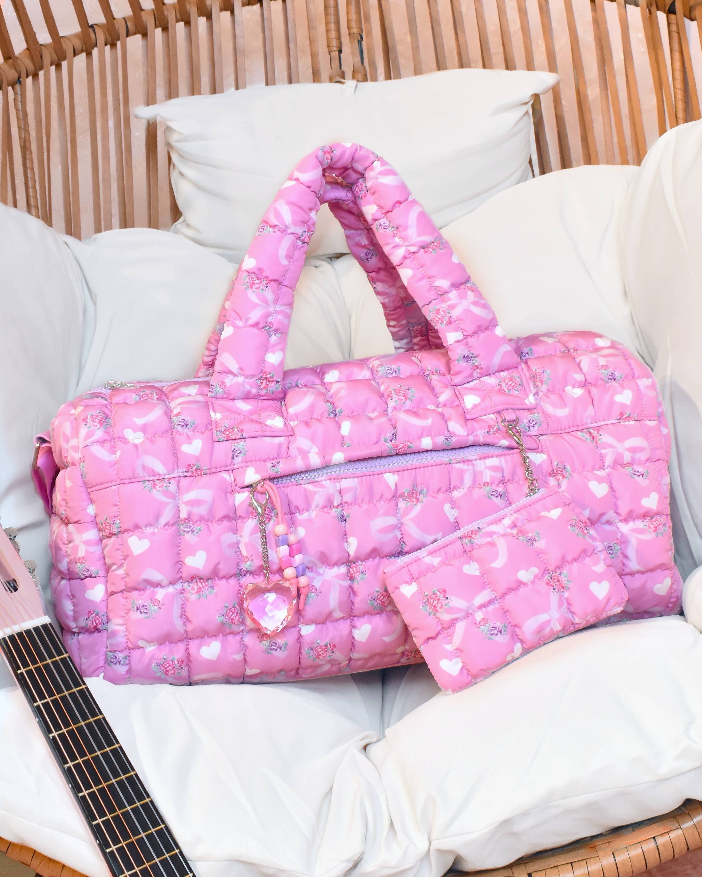 The Weekender - Quilted Scrunchies Floral Bow Duffle Bag