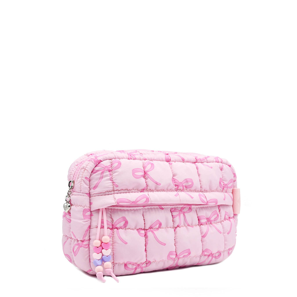 "GRWM" Quilted Bow Printed Pouch