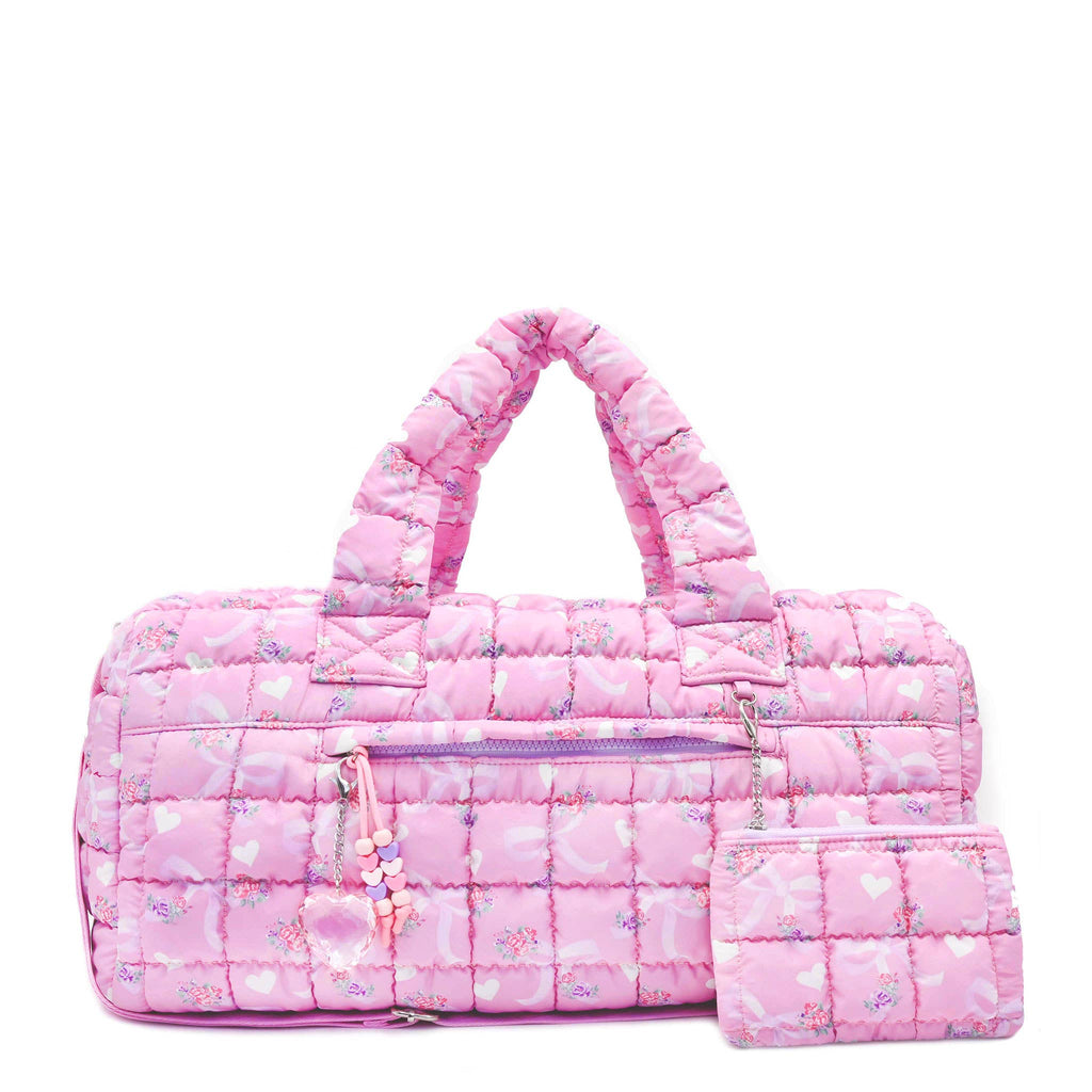 The Weekender - Quilted Scrunchies Floral Bow Duffle Bag