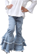 Light Wash Denim Double Ruffle Jeans