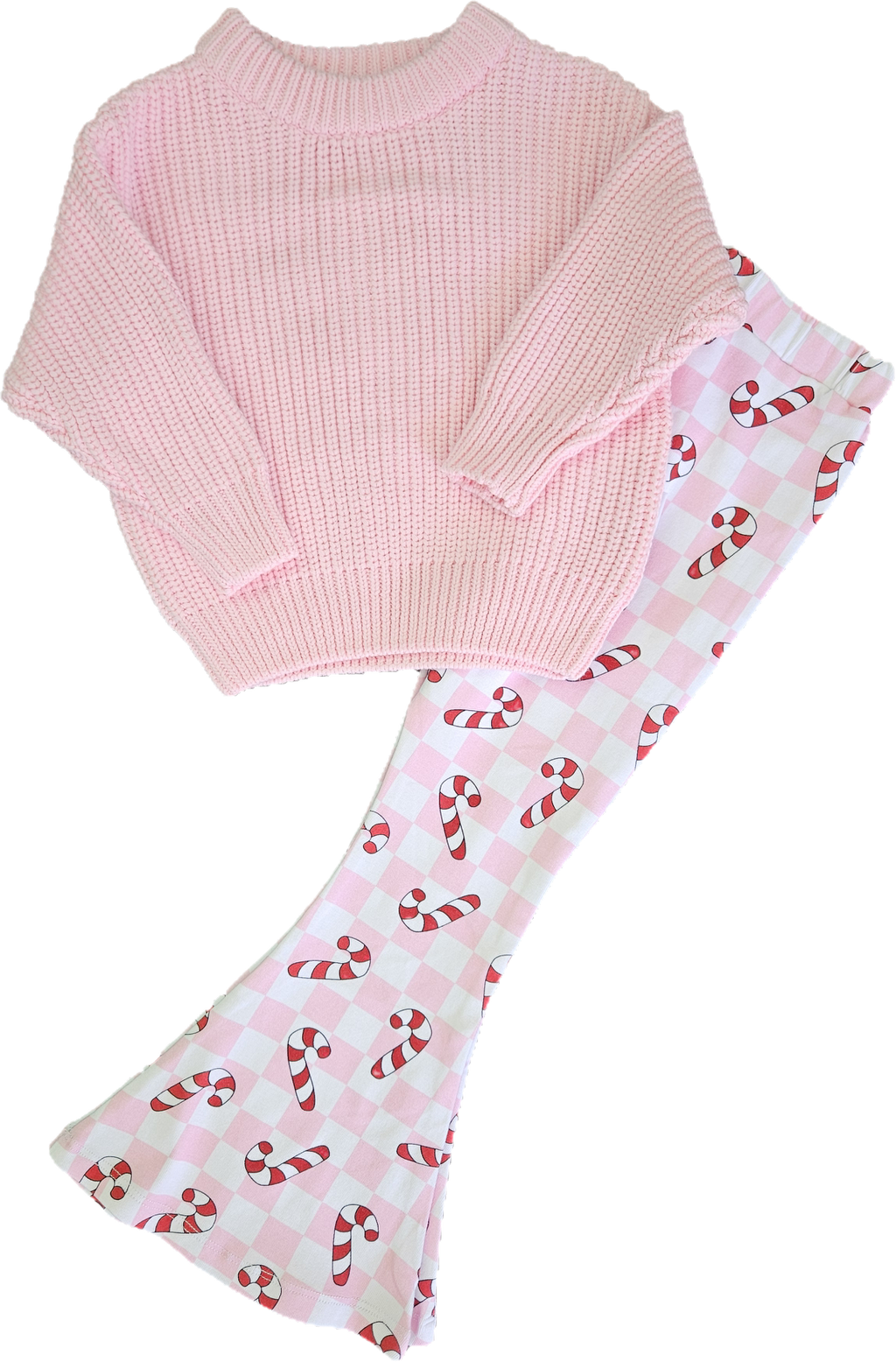 Candy Cane Checkered Flared Pants