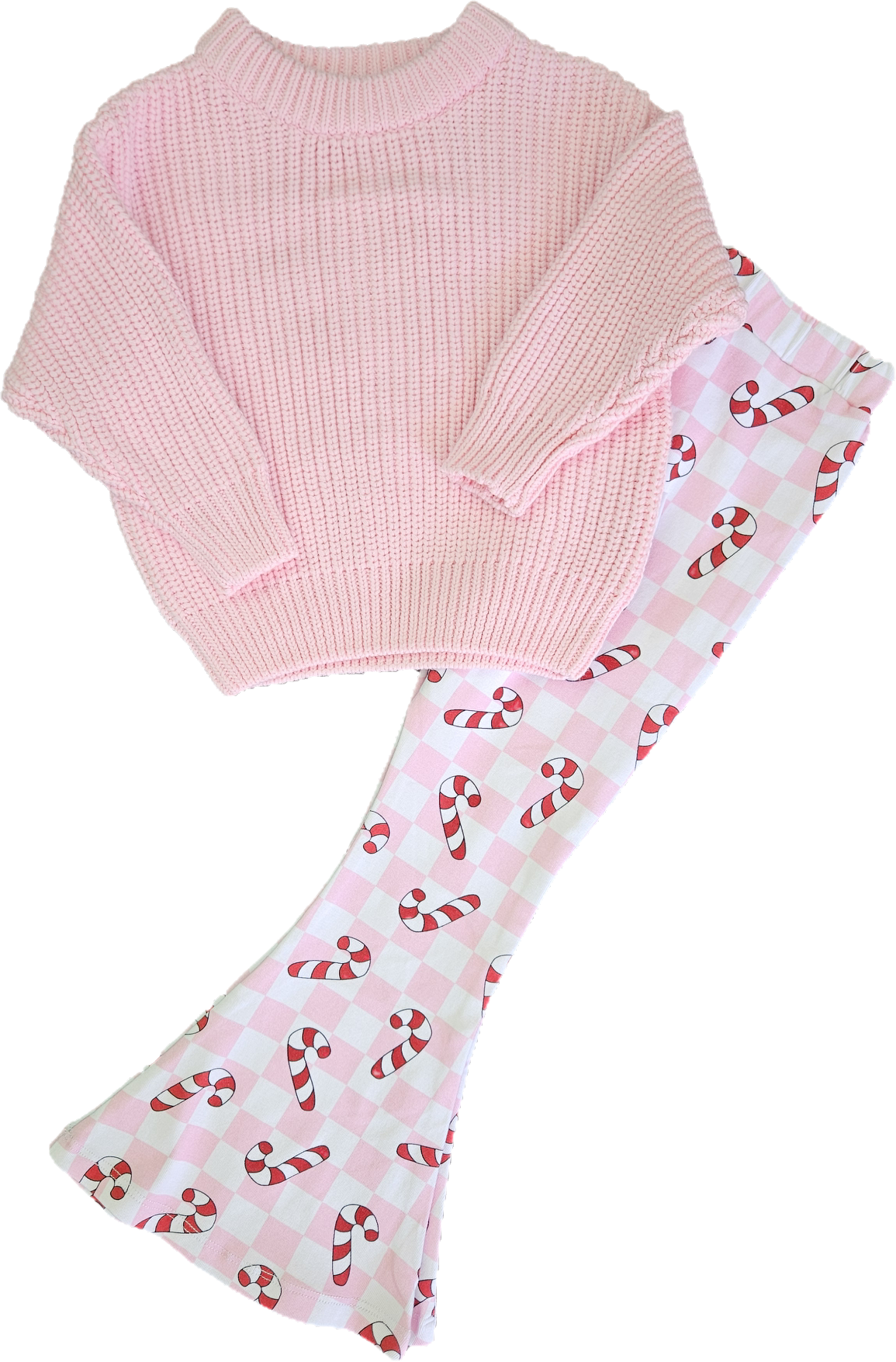 Candy Cane Checkered Flared Pants