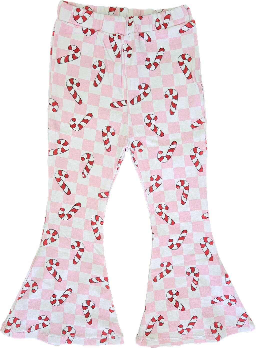 Candy Cane Checkered Flared Pants