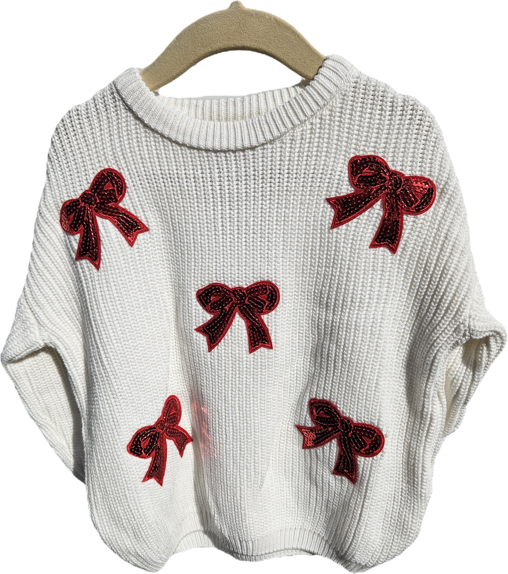 Christmas Bow Sequin Sweater
