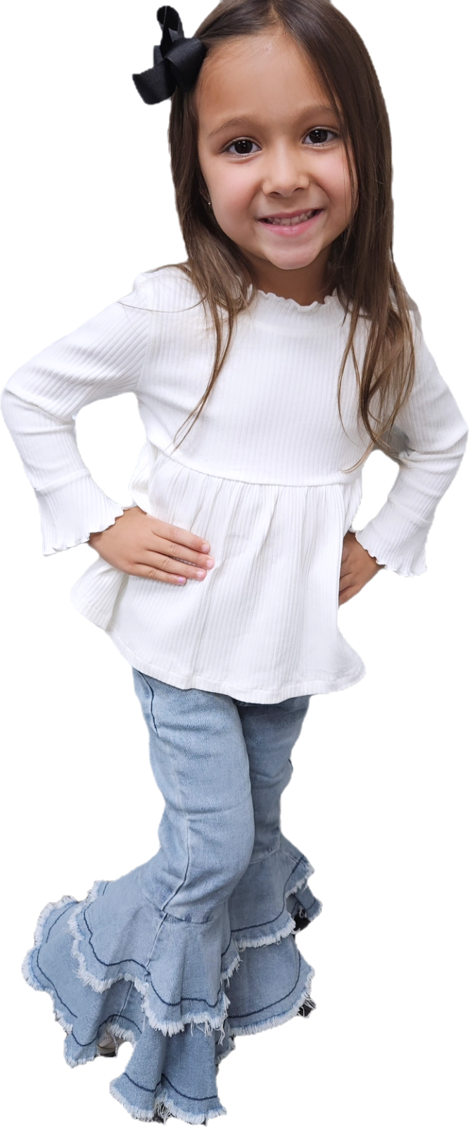 Light Wash Denim Double Ruffle Jeans