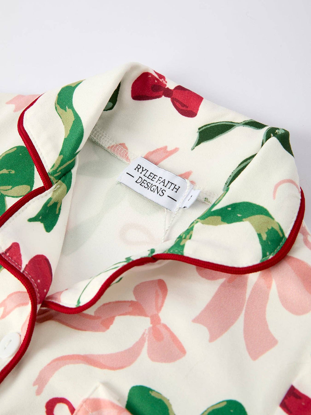 Red Cuff Christmas Bow Pajamas