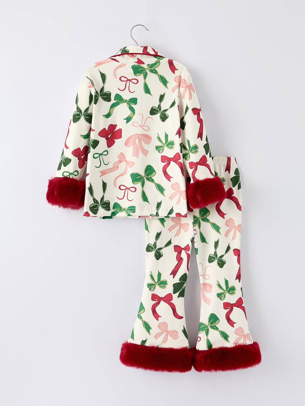 Red Cuff Christmas Bow Pajamas
