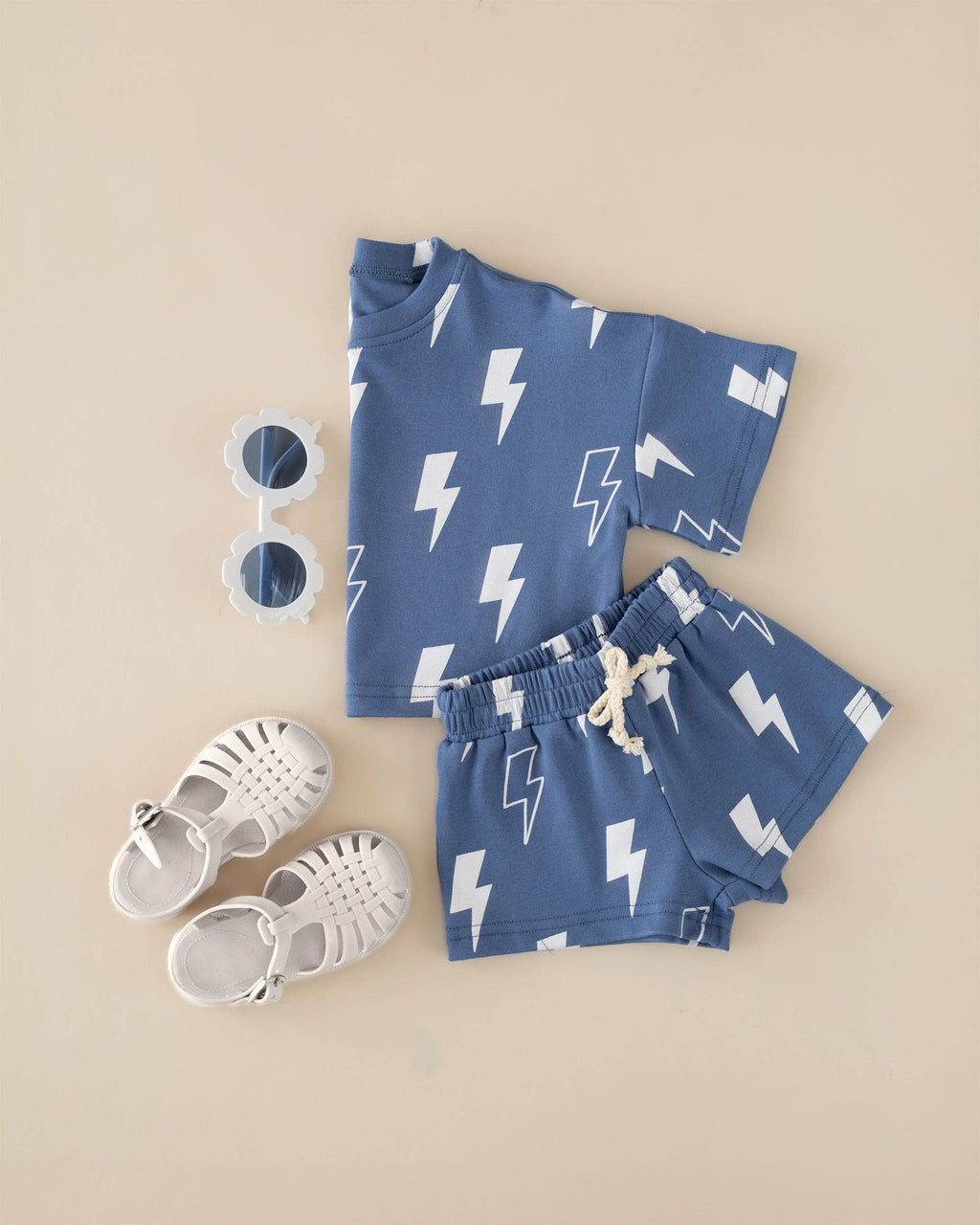 Blue Bolts Shorts Set