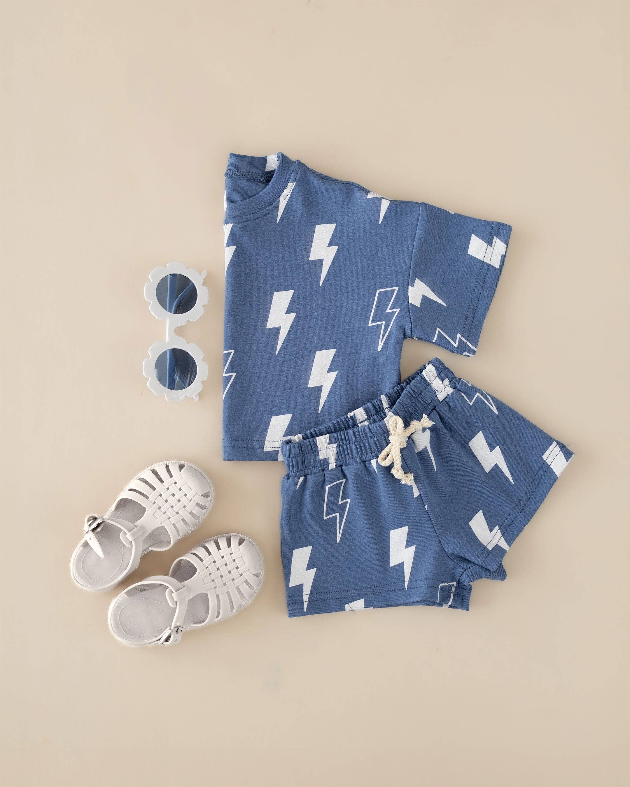 Blue Bolts Shorts Set