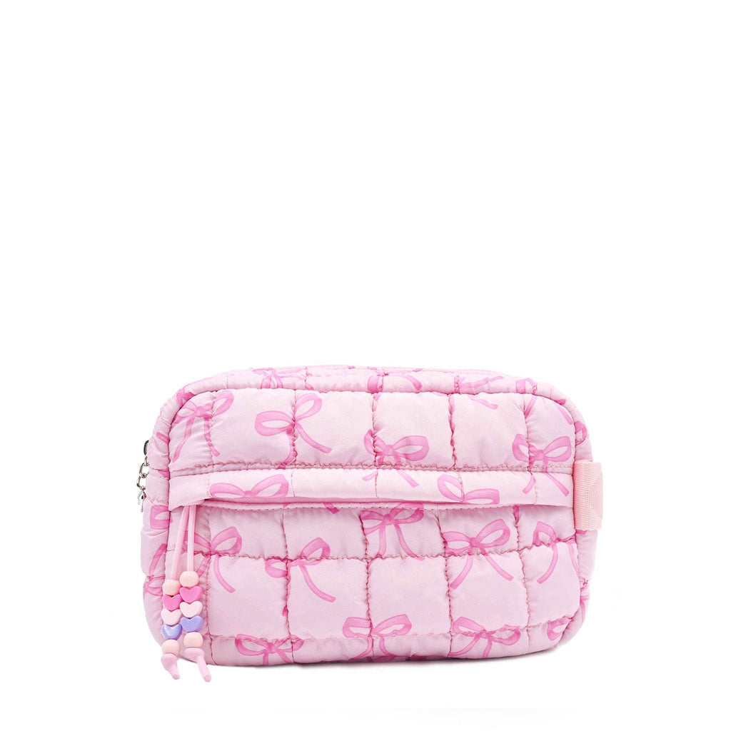 "GRWM" Quilted Bow Printed Pouch