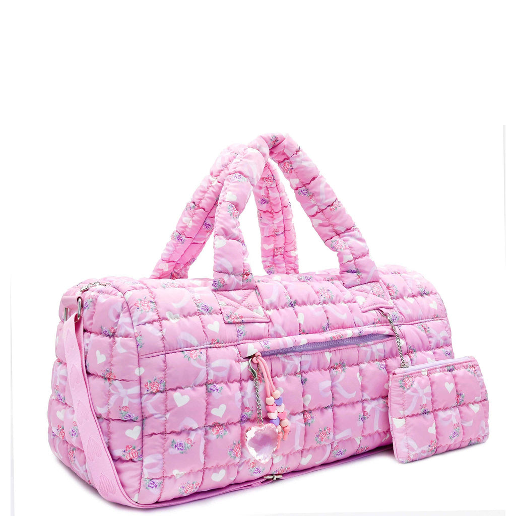 The Weekender - Quilted Scrunchies Floral Bow Duffle Bag
