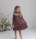 Dusty Rose Smocked Velvet Dress