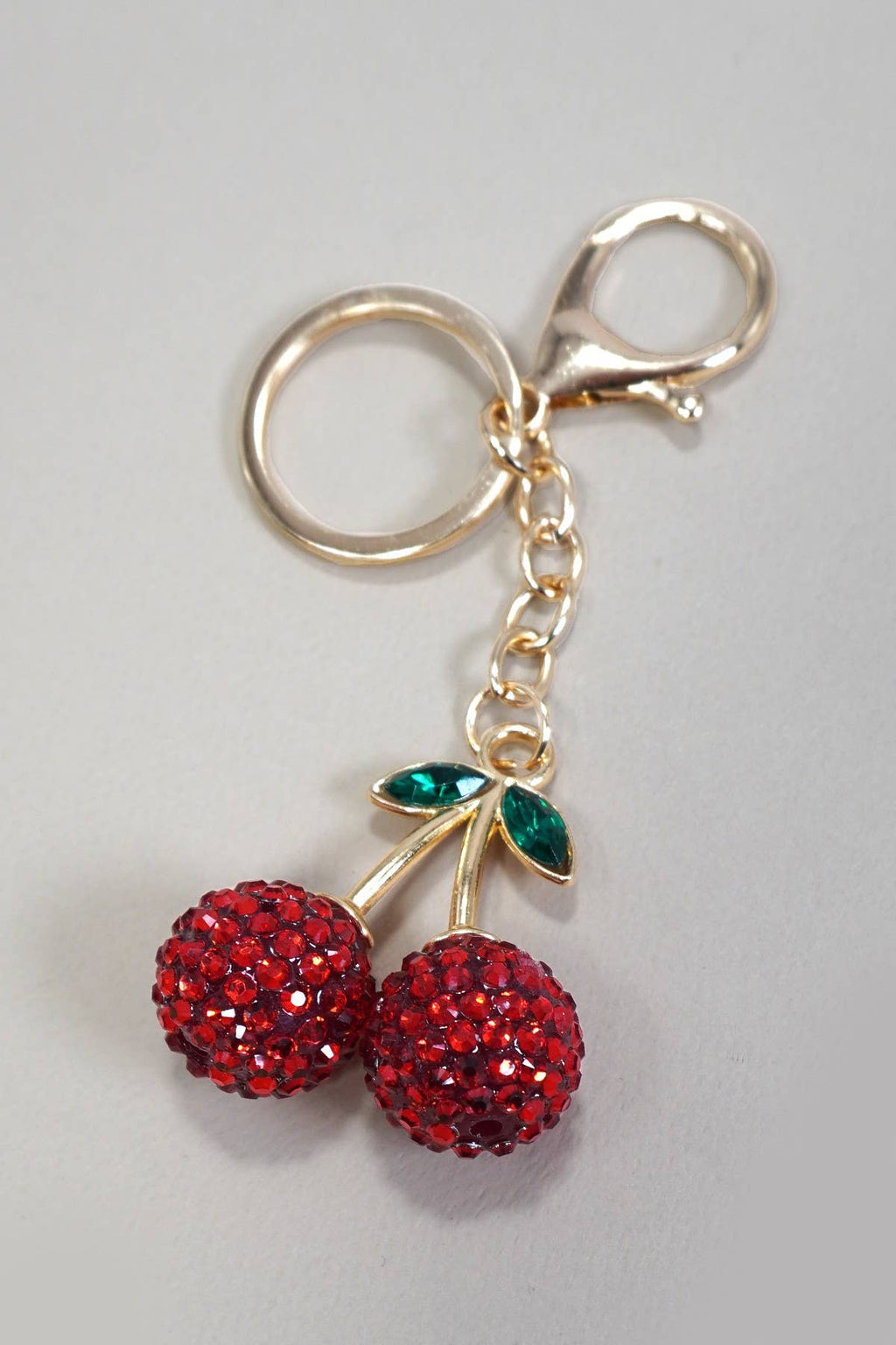 RHINESTONE CHERRY DROP KEYCHAIN