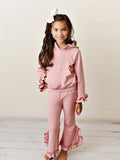 Dusty pink/blue Hooded Ruffle Set