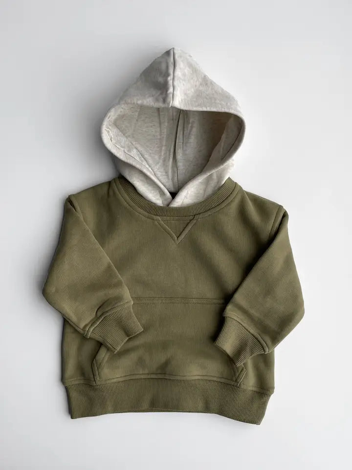 Olive Green Crew-Neck Hoodie